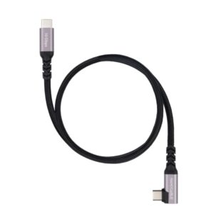 nanocable cable usb c macho acodado 90º soporta hasta 100w longitud 0.5m velocidad de transferencia hasta 10gbps resolucion 4k algodon trenzado color negro