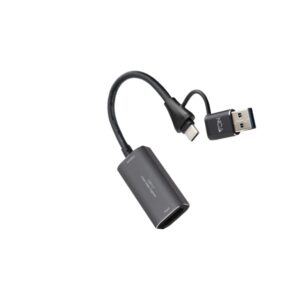 nanocable capturadora de video hdmi 4k hembra usb c macho adaptador usb a multisistema color gris oscuro