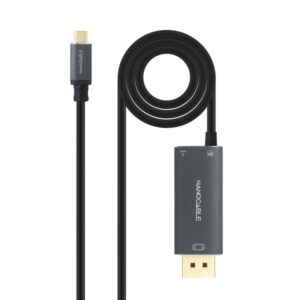 nanocable cable adaptador usb c a displayport 1.4 longitud 1.8m resolucion 8k carcasa metalica de aluminio power delivery 100w color gris oscuro