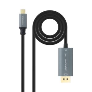 nanocable cable adaptador usb c a displayport bidireccional longitud 2m resolucion 8k carcasa metalica de aluminio compatible con hdr color gris oscuro