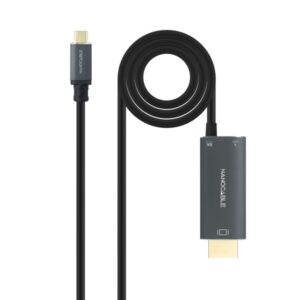 nanocable cable adaptador usb c a hdmi longitud 1.8m resolucion 8k carcasa metalica de aluminio 195x230x20mm color gris oscuro