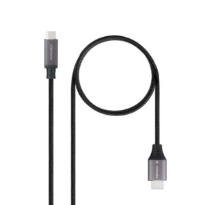 nanocable cable adaptador usb c a hdmi longitud 1.8m resolucion 4k carcasa metalica de aluminio 195x230x15mm color negro y gris