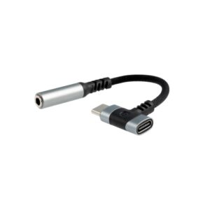 nanocable cable adaptador de audio usb c a jack 3.5mm longitud 10cm usb c hembra adicional para carga simultanea color negro y gris