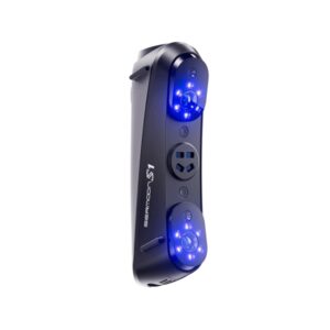 creality sermoon s1 escaner 3d 1 laser principal + 7 laseres azules paralelos + 34 laseres azules cruzados + laser nir para captura de detalles superior velocidad hasta 90fps precision de hasta 0,02mm objetos entre 0.2mm y 4000mm vision estereo