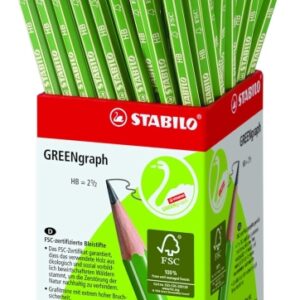 stabilo greengraph expositor con 60 lapices de grafito mina hb 2.2mm 100% madera cultivada de forma sostenible cuerpo de color verde