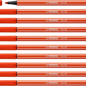 stabilo pen 68 rotulador de punta de fibra trazo de 1mm aprox. tinta con base de agua color rojo