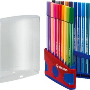 stabilo premium pen 68 estuche con 20 rotuladores punta de fibra trazo de 1mm aprox. alto brillo y luminosidad de color colores surtidos