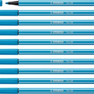 stabilo pen 68 rotulador de punta de fibra trazo de 1mm aprox. tinta con base de agua color azul claro