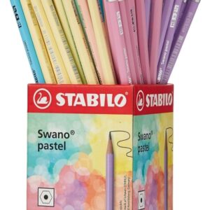 stabilo swano pastel expositor con 72 lapices de grafito hb de 2.2mm con goma mina antirrotura forma hexagonal colores pastel