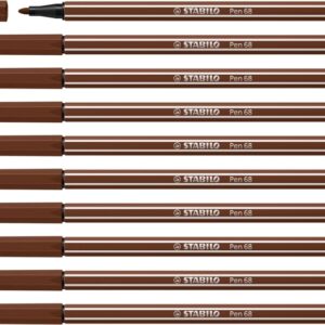 stabilo pen 68 rotulador de punta de fibra trazo de 1mm aprox. tinta con base de agua color marron