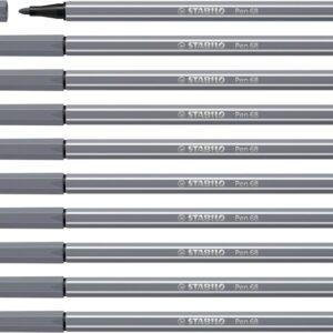 stabilo pen 68 rotulador de punta de fibra trazo de 1mm aprox. tinta con base de agua color gris oscuro