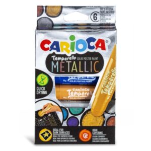 carioca temperello metallic pack de 8 temperas solidas gran cobertura faciles de mezclar sin disolventes y lavables secado rapido colores metalicos surtidos