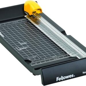 fellowes neutrino cizalla de papel formato a5 pinza brazo extensible guias de corte cuchilla autoafilable capacidad de corte hasta 5 hojas 34x13.5x4.5cm color negro
