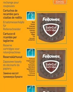 fellowes pack de 3 cuchillas de repuesto para cizalla corte microperforado corte plegado corte ondulado cuchilla encapsulada retractil transparente
