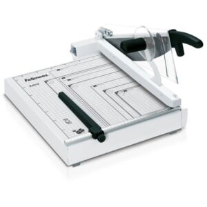 fellowes astro guillotina de papel formato a4 base metalica protector transparente corte ajustable seguro automatico capacidad de corte hasta 50 hojas 38.6x57x26.5cm color gris