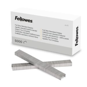 fellowes caja de 5000 grapas formato 24/8 156 grapas por tira punta de cincel color plateado