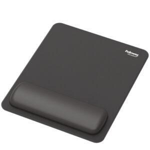 fellowes breyta alfombrilla con reposamuñecas revestimiento antipolvo proteccion antimicrobiana tacto suave fabricado con material reciclado 24x20x1.75cm color negro
