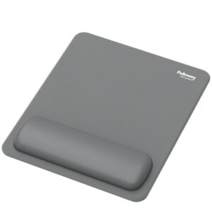 fellowes breyta alfombrilla con reposamuñecas revestimiento antipolvo proteccion antimicrobiana tacto suave fabricado con material reciclado 24x20x1.75cm color gris