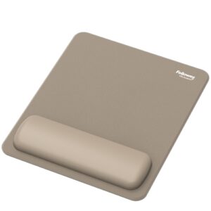 fellowes breyta alfombrilla con reposamuñecas revestimiento antipolvo proteccion antimicrobiana tacto suave fabricado con material reciclado 24x20x1.75cm color beige arena