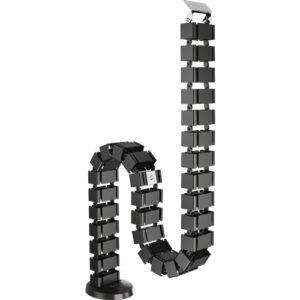 fellowes organizador de cables columna flexible altura hasta 130cm vertebras desmontables 4 compartimentos separados base pesada iman integrado 10.7x12.9x128.8cm color negro