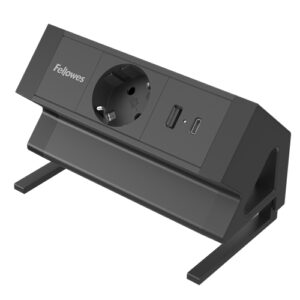 fellowes regleta de sobremesa de 1 toma usb a usb c cable 2m abrazadera para escritorios de 10 a 45mm 8.75x15.44x9.7cm color negro