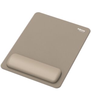 fellowes breyta alfombrilla con reposamuñecas xl revestimiento antipolvo proteccion antimicrobiana tacto suave fabricado con material reciclado 28x21x1.75cm color beige arena
