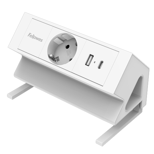 fellowes regleta de sobremesa de 1 toma usb a usb c cable 2m abrazadera para escritorios de 10 a 45mm 15.44x9.7x8.75cm color blanco