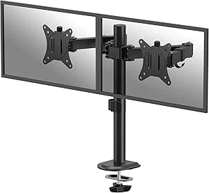 fellowes everyday soporte de mesa con brazos articulados para 2 monitores hasta 32" y 9kg fijacion con abrazadera o tornillos gestor de cables 56.1x86.9x11.2cm color negro