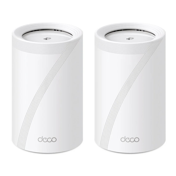 tp link deco be65 pack de 2 sistemas wifi mesh tribanda velocidad hasta 9.3gbps wifi 7 ethernet 2.5gbps vpn color blanco