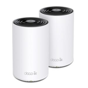 tp link deco xe75 pack de 2 sistemas wifi mesh tribanda velocidad hasta 5.4gbps wifi 6e ethernet 1gbps cobertura hasta 510m2 vpn color blanco y negro