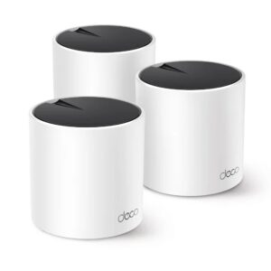 tp link deco x55 pack de 3 sistemas wifi mesh doble banda velocidad hasta 3gbps wifi 6 ethernet 1gbps cobertura hasta 418m2 vpn color blanco y negro