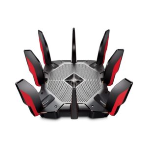 tp link archer ax11000 router tribanda velocidad hasta 11gbps wifi 6 2.5gbps wan 8x 1gbps lan usb antenas externas administracion basada en web color negro y rojo