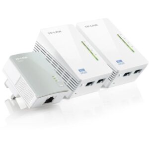 tp link tl wpa4220 tkit pack de 3 adaptadores powerline velocidad hasta 300mbps cobertura hasta 300m wifi av600 2 puertos ethernet plug and play color blanco