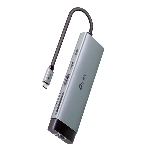 tp link uh9120c hub 9 en 1 power delivery 100w hdmi 4k ethernet rj45 1gbps 2xusb c 3xusb a sd microsd cable usb c de 18cm aluminio color negro y gris