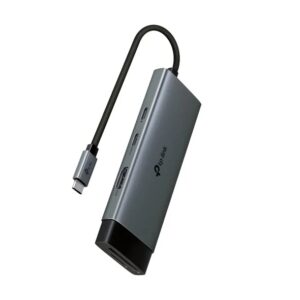 tp link uh7020c hub 7 en 1 power delivery 100w hdmi 4k 2xusb c 2xusb a sd microsd cable usb c de 18cm aluminio plug and play color negro y gris