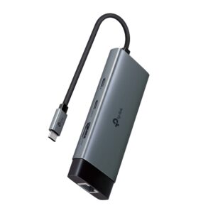 tp link uh6120c hub 6 en 1 power delivery 100w hdmi 4k ethernet rj45 1gbps 2xusb c 2xusb a cable usb c de 18cm aluminio color negro y gris