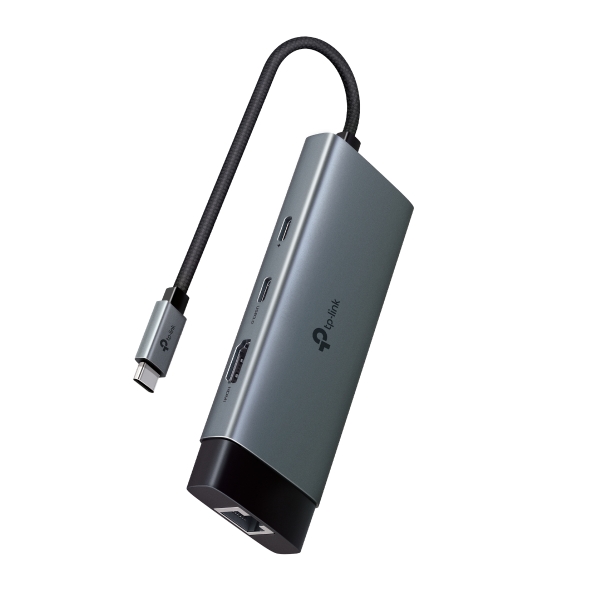 tp link uh6120c hub 6 en 1 power delivery 100w hdmi 4k ethernet rj45 1gbps 2xusb c 2xusb a cable usb c de 18cm aluminio color negro y gris