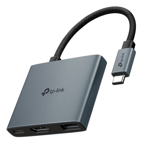 tp link uh3020c hub 3 en 1 hdmi 4k usb c usb a cable usb c de 18cm plug and play aluminio color gris oscuro