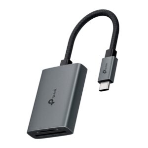 tp link ua430c lector de tarjetas sd y microsd velocidad hasta 5gbps cable usb c de 15cm capacidad maxima 2tb plug and play aluminio color gris oscuro