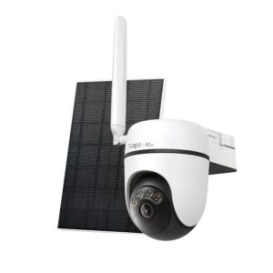 tp link tapo c615g kit camara de seguridad 2k qhd deteccion con ia 6700mah panel solar ip65 vision nocturna audio bidireccional wifi cancelacion de ruido color blanco y negro
