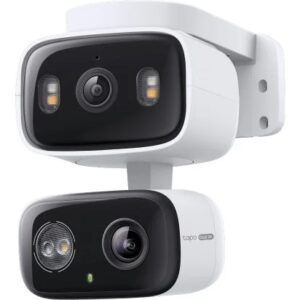 tp link tapo c246d camara de seguridad exterior 2k qhd 2 lentes wifi resolucion 3mpx vision nocturna audio bidireccional cancelacion de ruido color blanco y negro