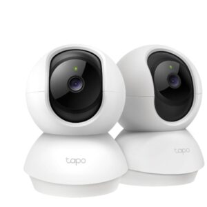tp link tapo tc71 pack de 2 camaras de seguridad 2k qhd wifi resolucion de 3mpx vision nocturna audio bidireccional cancelacion de ruido color blanco y negro