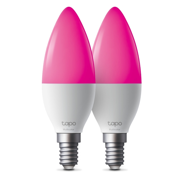 tp link tapo l430c pack de 2 bombillas inteligentes rgb bluetooth intensidad regulable casquillo e14 wifi compatible con asistente de voz control con app multicolor