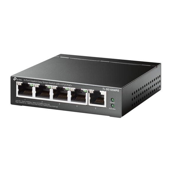 tp link tl sg105mpe switch 5 puertos rj45 1gbps negociacion automatica conmutacion hasta 10gbps soporta qos autorecuperacion plug and play color negro