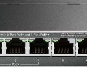 tp link tl sg1006pp switch 6 puertos rj45 1gbps no administrado 1x poe++ 3x poe+ soporta qos recuperacion automatica conmutacion hasta 12gbps color negro