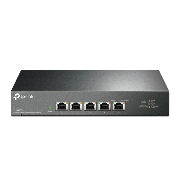 tp link tl sx105 switch 5 puertos rj45 10gbps negociacion automatica conmutacion hasta 100gbps soporta qos plug and play color negro