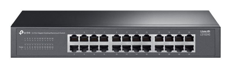 tp link ls1024g switch 24 puertos rj45 1gbps no administrado plug and play soporta qos silencioso conmutacion hasta 48gbps carcasa metalica color negro