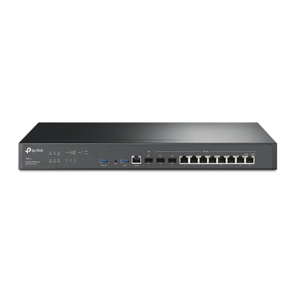 tp link omada er8411 router gigabit 8x rj45 3xsfp 2xusb a vpn balanceo de carga carcasa de acero ram de 4gb sistema nat gestion centralizada en la nube color negro