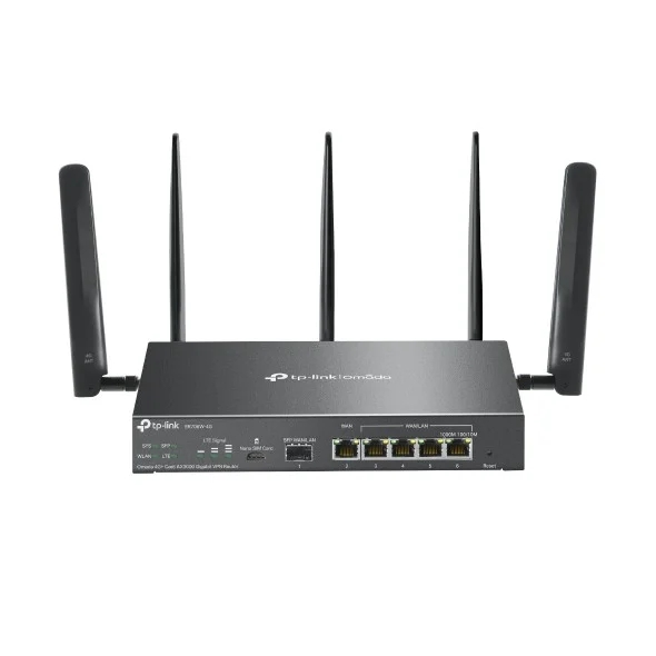 tp link omada er706w 4g router de doble banda velocidad hasta 3gbps vpn wifi 1gbps sfp 1gbps wan 4x1gbps lan/wan 5 antenas gestion centralizada en la nube color negro