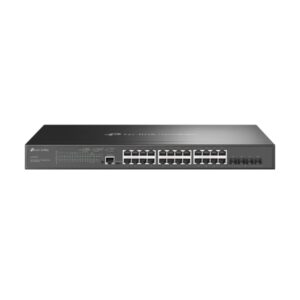 tp link omada sg3428mp switch 28 puertos gestionado 24xrj45 poe+ 1gbps 4xsfp 10gbps soporta qos conmutacion hasta 56gbps 2 ventiladores internos color negro
